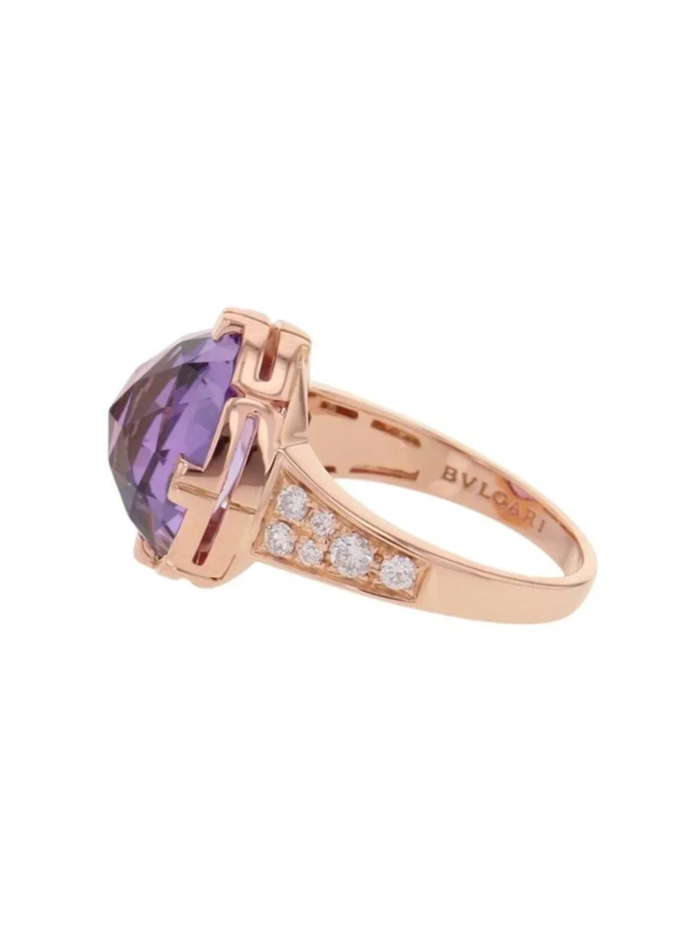 Bvlgari Ring Parentesi Cocktail Amethyst Diamond 18k Pink Gold